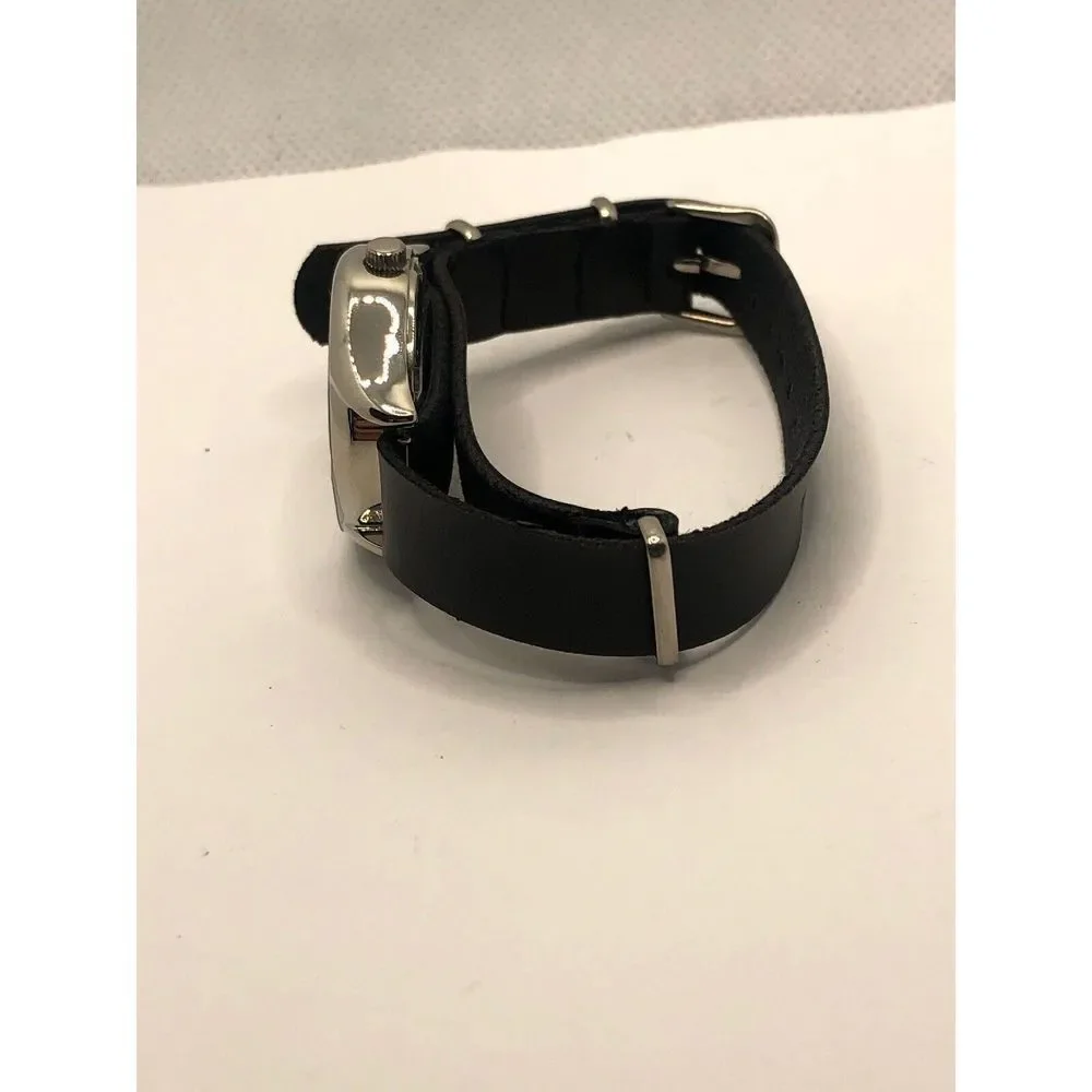 Fossil BQ1590 Men's Black Leather Analog Silver Dial Quartz Wrist Watch OP131